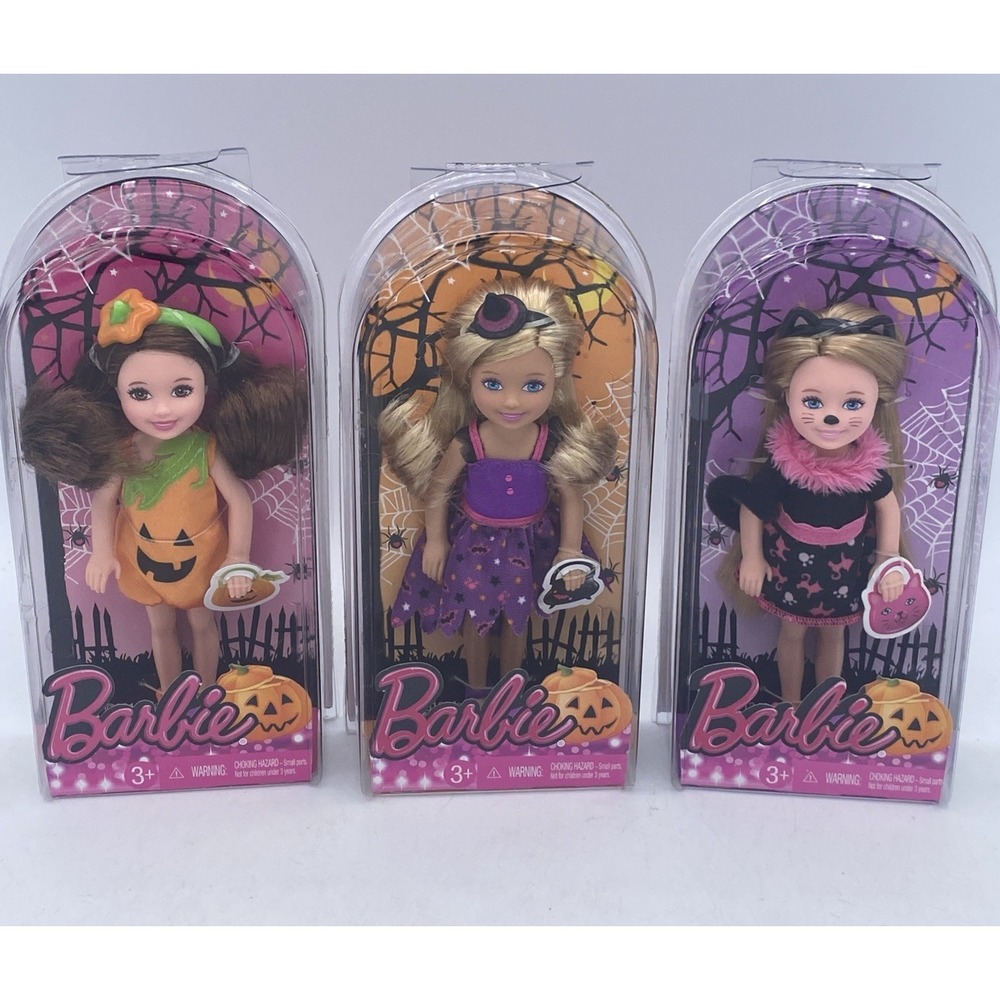 NIB BARBIE DOLL KELLY Lot Of 3 2013 HALLOWEEN CCH46 CCH45 CCH44 CHELSEA